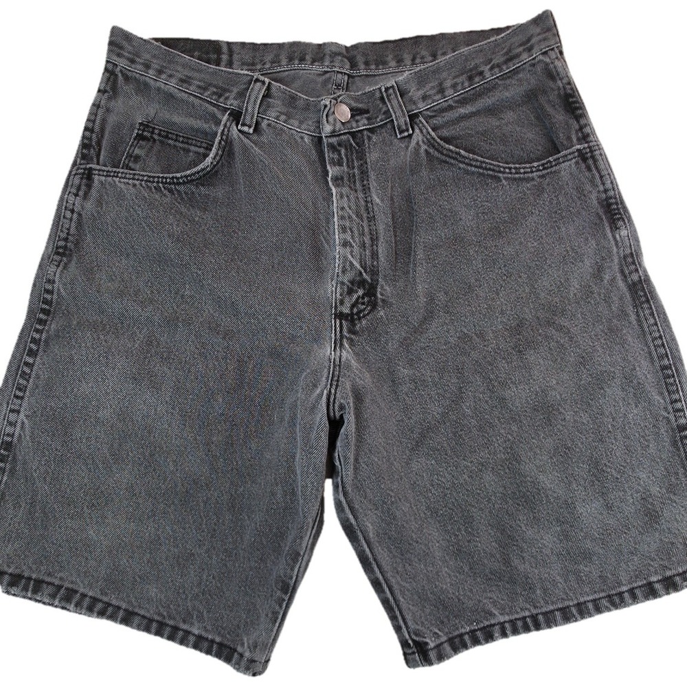 Wrangler Denim Shorts Mens 34 Grey Faded Distressed Wear